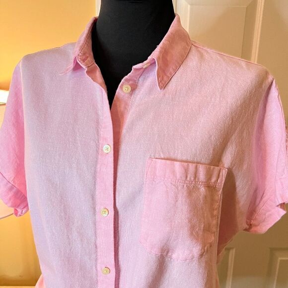 EUC Women's Madewell Tie Front Waist Button Front Top Blouse Shirt Pink MEDIUM - Picture 6 of 6